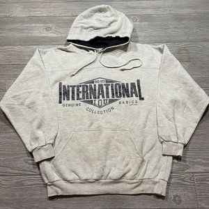 Hoodie Mens M Faded Gray Sweatshirt Spellout 1992 Pullover X6